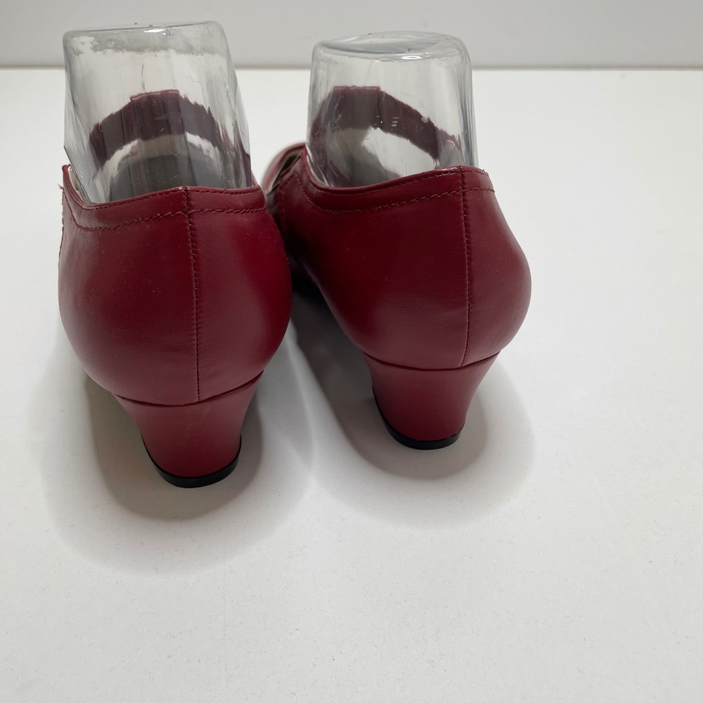 Angel Step Red T-Strap Mary Jane Low Block Heel Pump Round Toe 8.5M Retro Granny - Picture 6 of 10